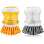 2 Pcs Soap Dispensing Dish Brush, Dish Brush 2 in 1 Multifunctional Pressing Cleaning Brush, Washing up Brush with Liquid Dispenser, Kitchen Brushes for Dishes, Pot Pan Sink Cleaning