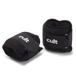 Cult Ankle Weights 1Kg x 2 (Black) Adjustable Wrist & Ankle Weight Straps for Men & Women Neoprene Fixed Weight Bands for Gym, Training, Running, Aerobics & Home Workout