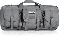 Savior Equipment American Classic Tactical Double Short Gun Case Pistol Bag, Spacious Front Pockets, Padded Shoulder Strap Included, 32 Inch SW Gray