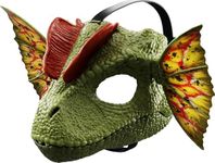 Mattel Jurassic World Dilophosaurus Role Play Mask with Venom Launchin Water Feature, Sound & Adjustable Frill, Dinosaur Costume Headgear Toy