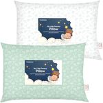 2-Pack Toddler Pillow - Soft Organic Cotton Toddler Pillows for Sleeping - Small Pillow for Kids - Kids Pillows for Sleeping - Kids Pillow for Travel, School, Nap, Age 2 to 5 (DinoLand)