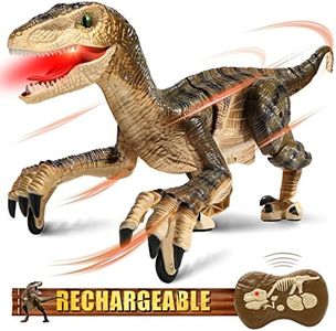 Hot Bee Remote Control Dinosaur Toys for Kids 5-7 8-12, Walking Robot Dinosaur Toy w/ Light & Roaring Simulation Velociraptor, Dinosaur Toys for Boys Girls Age 4 5 6 7 8-12