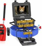 Sewer Camera with Locator 300ft for Plumbing, Sewer Line, Home Inspection, Self-Leveling Sewer Inspection Camera with Distance Counter, 7MM Cable with Keypad and Wheels, 9" IPS, DVR, 32GB