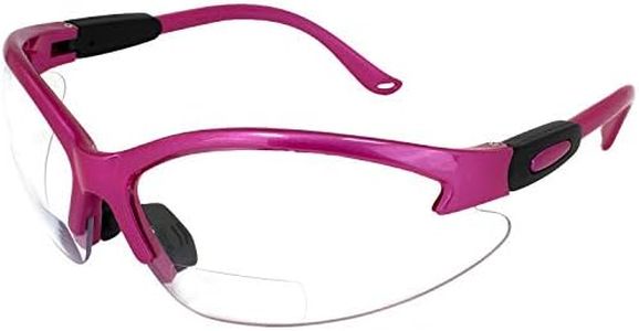 Global Vision Eyewear Cougar Bifocal Women's Safety Glasses Dark Pink Nylon Frame Clear Lenses (Dark Pink Nylon Frame)