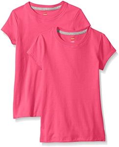 Hanes Little Girls' Jersey Cotton Tee (Pack of 2), Amaranth, Medium