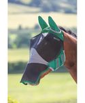 Shires Deluxe Horse/Pony Fly Mask With Ears & Nose UV Protection (Full, Green)