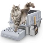 XXL Stainless Steel Cat Litter Box, Open, High Rim, Large, Easy to Clean (60 cm x 40 cm x 30.5 cm)