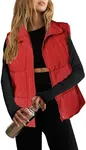 Zeagoo Women Puffer Vest Lightweight Stand Collar Sleeveless Winter Warm Zip Up Padded Outerwear Jackets with Pockets Red L