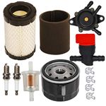 HIFROM Air Filter Pre Filter Oil Fuel Filter Line Fuel Pump Spark Plug Shut Off Valve Tune Up kit Compatible with John Deere L105 LA145 D160 Z235 Z255 Replacement for MIU14395 AM125424 MIU13963