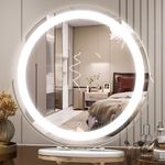 VIEROSE 20 Inch Large Makeup Mirror with Lights, 3 Color Lighting Modes, Lighted Round Makeup Mirror with Dimming LED Halo for Dressing Room and Bedroom Table, Touch Control