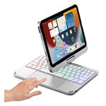 360° Rotatable Touch Keyboard for iPad Mini 6th Generation Backlight Keyboard Built‑in Trackpad, Bluetooth Foldable Keyboard Cover for iPad Mini 6 2021 (Silver)