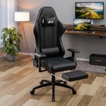 Green Soul Ghost Ergonomic Gaming Chair, Multifunctional Computer Chair with Premium PU Leather Upholstery, 4D Armrest, Integrated Footrest, Sturdy Metal Base& 180° Back Recline (Black)