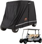 VEVOR 4 Passenger Golf Cart Cover, 600D Polyester Full Cover, Universal Fits for Most Brand Club Car Covers, Waterproof, Sunproof, and Dustproof Outdoor Golf Cart Cover with Three Zipper Doors, Black