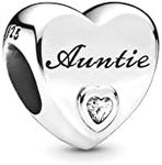 Polished Auntie Heart Charm 925 Ste