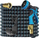 50Ft Expandable Garden Hose Water Hose - Kink Free Flexible Expending Hose with 10 Function Nozzle and 3-Layers Latex, 3/4 Solid Fittings