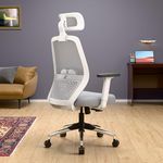 Green Soul Eva Office Chair, High Back Mesh Ergonomic | 1D Adjustable Armrest | Computer, Desk Chair, Work from Home Chair with Built-in Lumbar Support, Heavy Duty Metal Base(White Grey)