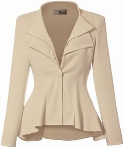 Hybrid & Company Women Double Notch Lapel Office Blazer JK43864 1073T Stone Large