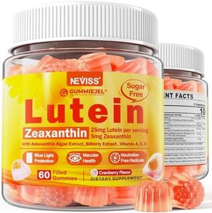 Sugar-Free Lutein Zeaxanthin Supplements Gummies (25mg) Vitamins A, C, E, Bilberry, Astaxanthin - Coconut Oil for Better Absorption - Adults & Teens Vision Health, Eye Strain, Dry Eyes - Vegan, 60Cts