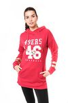 Icer Brands NFL San Francisco 49ers Women's Tunic Pullover Hoodie Sweatshirt,Red,Small