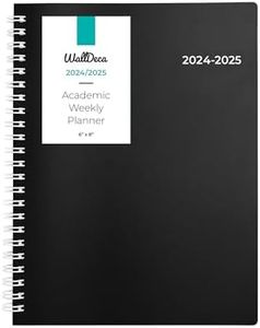 WallDeca Planner 2024-2025 Academic Year - Weekly & Monthly Planner, Jul 2024 - Dec 2025, Flexible Cover, Notes Pages, Twin-Wire Binding Weekly Planner (8 x 6-Inches)