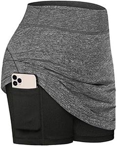 Fulbelle Golf Skirts for Women with Pockets, Tennis Skorts Activewear Womens Skirt High Waisted Running Athletic Skort Casual Summer Grey Large
