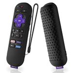 Silicone Case for Roku Express 4K+ Voice Remote RCA1R, Roku Voice Remote Cover Roku Streaming Stick 4K Silicone Sleeve with Lanyard(Black)