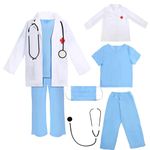 Wizland Kids Doctor Costume Doctor Role Play Costume for Boys Girls 5pcs.(XS 3-5Years)