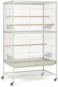 Prevue Pet Products Wrought Iron Flight Cage with Stand, Large Birdcage for Pets, Metal Cage Standing Birdcage, Chalk White