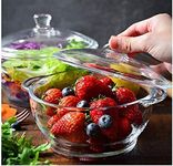 Mivana 1500 ML Glass Casserole Deep Round - Oven and Microwave Safe Serving Bowl with Glass Lid (3)