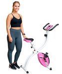 YYFITT Basic Foldable Fitness Exercise Bike with 16 Level Resistance, Countdown Exercise Monitor, Phone/Tablet Holder and Hand Pulse for Home Use (Pink)