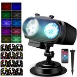 NACATIN Christmas Projector Lights, 2-in-1 LED Projector with Interchangeable 12 Slides (96 Patterns) & 10 Water Waves, Water-Resistant Remote for Indoor Outdoor Xmas Halloween Party Decorations