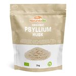 Organic Psyllium Husk - 99% Purity - 1 kg. Pure & Natural Psyllium Seed Husks, Produced in India. High in Fibre, to be Mixed with Water, Beverages, & Juices, Vegetarian & Vegan. NaturaleBio