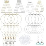 KRANX 280 Pieces Hoop Earrings Making Kit - Gold Earrings Silver Earrings Accessories, Triangle Teardrop Round Beaded Hoop Earrings, for DIY Jewelry Making Supplies, Earring Making Supplies