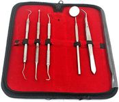 Dentist Tools by PRECISE CANADA - Set of Dental Hygiene KIT- Anti Fog Mirror, Tartar Scraper, Dental Pick, Dental Scaler, Dental Forceps with Zipper CASE - Dental Tools for Personal and PET