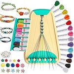 Friendship Bracelet Making Kit for Girl,Arts and Crafts for Kids Ages 8-12,Kids Jewelry Making Kit with 28 Pre-Cut Threads,Kids Travel Activity Set Christmas Gifts Ages 6 7 8 9 10 11 12 Year Old Pink (Cyan)