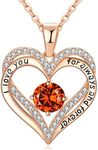 Lucktree 18K Rose Gold Necklaces for Women, 925 Sterling Silver Gifts for Mothers Day, Jewelry for Wife Mom Her Girlfriend, Birthstone Diamond Necklace for Birthday Anniversary, Heart Pendant Jewelry, Cubic Zirconia, Cubic Zirconia