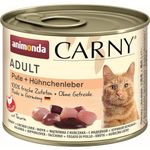 Animonda Carny Wet Cat Food Turkey + Chicken Liver (6 x 200 g), Cat Wet Food without Grains and Sugar, with Fresh Meat Ingredients