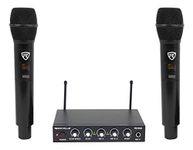 Rockville RKI60 Dual UHF 8 Chan Wireless Microphone Karaoke Interface+Mic Mixer,Black