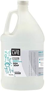 Better Life Dish Soap - Liquid Dishwashing Soap with Vitamin E and Aloe for Home & Kitchen Sink - No Gloves Required Kitchen Soap for Sensitive Skin - 1 Gal Refill Unscented