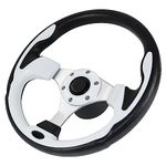 QYMOPAY 12.5inch Boat Steering Wheel, 3/4 Inch Axle Marine Steering Wheel Adapter, Anti-Slip Steering Wheel for Boats, Yachts, Pontoon Boats (5156white)