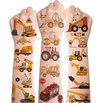 Kids Tattoos Boys,8 Sheets Excavator Tattoos for Kids,Cool Vehicle Construction Digger Firetruck Tractor Temporary Tattoos,Children Tattoos Stickers for Kids Boys Car Birthday Gift Party Bag Filler