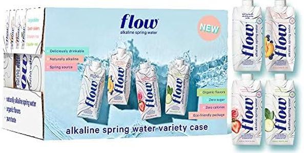 Flow Alkaline Spring Water, Alkaline Water pH 8.1, Electrolytes + Essential Minerals, Eco-Friendly Pack, 100% Recyclable, BPA-Free, Non-GMO, 2 of Each Organic Flavor, 4-Flavor Variety Pack 12 x 500ml…