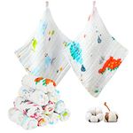 koo-dib Muslin Squares Baby Washcloths Muslin Burp Cloths for Baby 6 Layers 100% Cotton Baby Soft Face Towels 25x25 cm 10 Pack Random Pattern