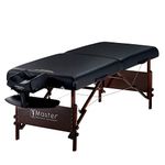 Master Massage Del Ray Pro Portable Massage Table (30" Width x 84" Length), 750lbs. Working Capacity - Massage Bed, Tattoo Table, Lash Table - Black