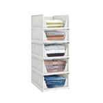 Aditya Polymers Wardrobe Organizer Foldable and Stackable Pack of 5 (5 Large Organizer Trays Basket)