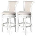 Maven Lane Pullman Wooden Swivel Kitchen Stool, Alabaster White Finish, Set of 2