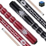 Billiard Pool Cue Sticks Set of 2, 58" 2-Piece Pool Table Sticks Canadian Maple, House Bar Ergonomic Pool Stick for Men Women- Black & Red