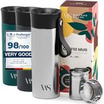 Travel Mug Coffee Cup Thermal with Carrying Strap & Tea Infuser | Leakproof, BPA Free + Dishwasher Safe, 360ml | to Go Coffee Mug + Tea Drinking Cup, Double-Walled Vacuum Insulated Stainless Steel