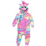Animal Crazy Onesie Girls Boys Kids Childrens Fleece Onesies Jumpsuit Playsuit One Piece UK Seller - Rainbow Unicorn - 13 Years