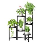 iDavosic.ly 6 Tier Plant Stand Indoor Tall, Corner Metal Tiered Plant Stands Outdoor for Multiple Plants, Folding Iron Flower Display Holders Rack Shelf, Black